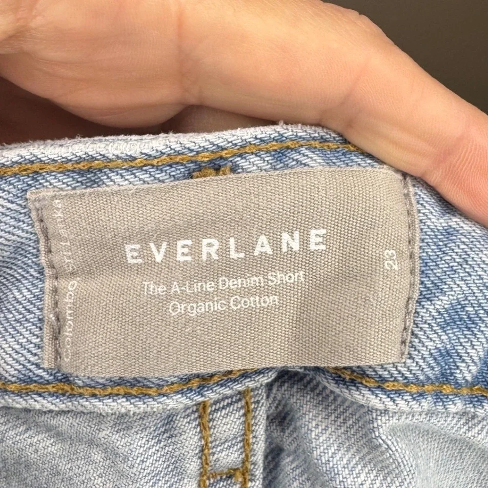 Everlane The A-Line Denim Short Organic Cotton Light Wash Blue‎ Womens Size 23